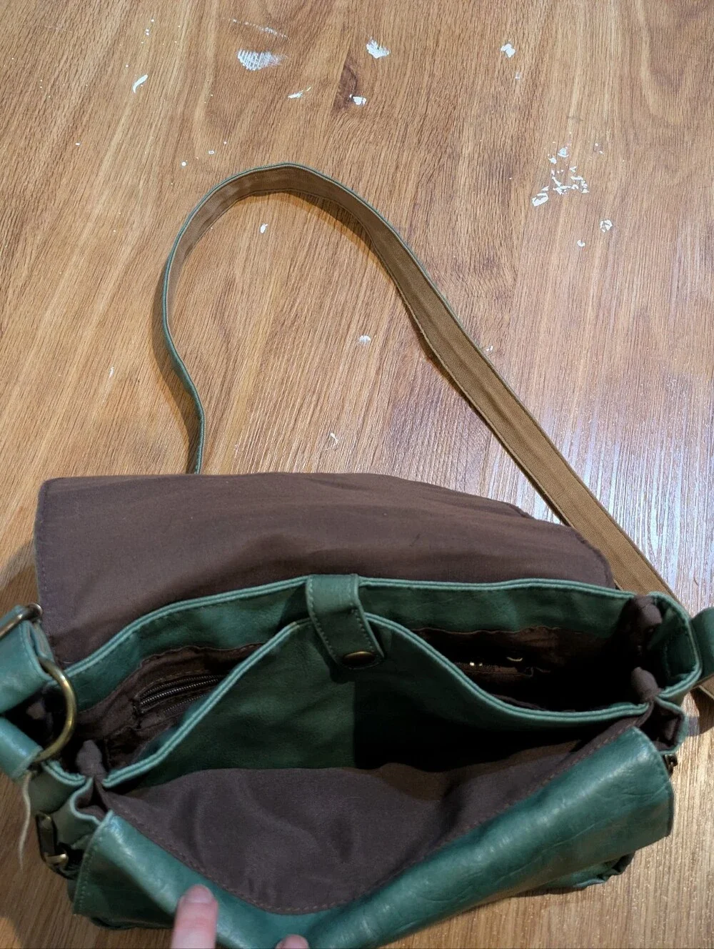 Modcloth Green Suede Crossbody Messenger Bag